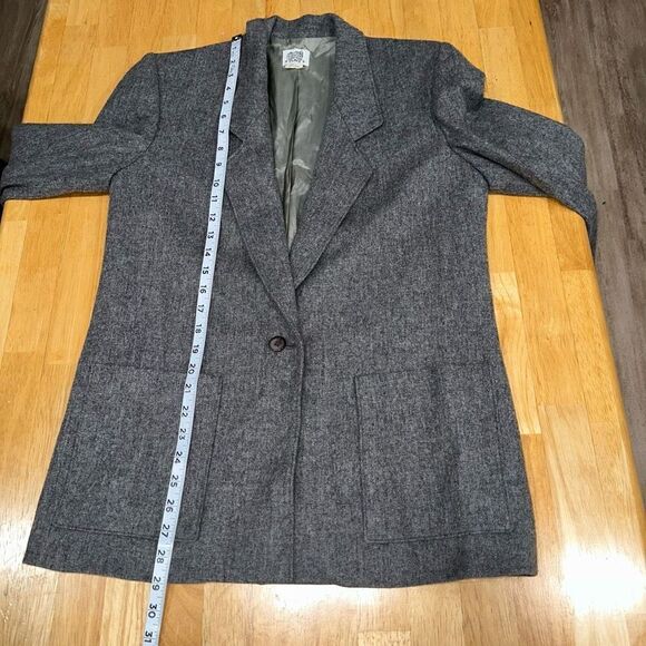 Sutter Place Womens 10 Vintage Wool Blend Gray Blazer Career Modest Pockets - Picture 8 of 11